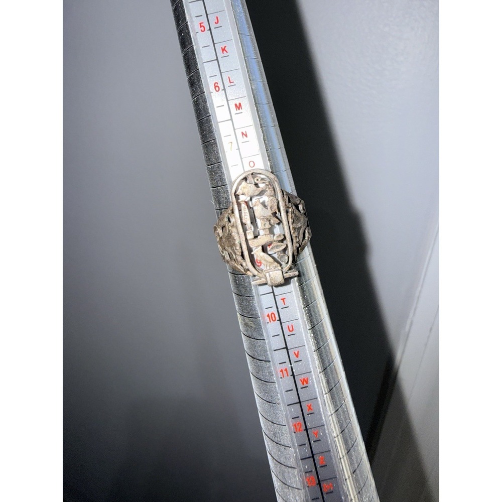 Sterling Silver Cartouche Ring with Hieroglyphics - Vintage -‎ Size 8.5